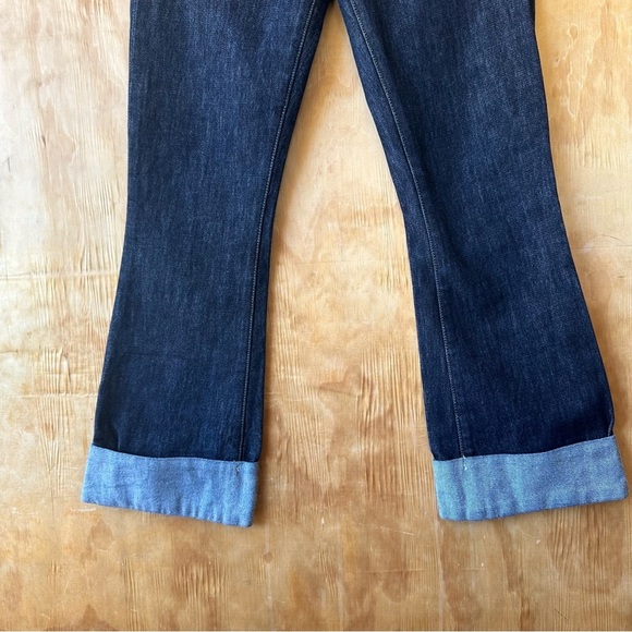 Frame Le Crop Mini Boot Rolled Hem Dark Wash Denim Jean - Picture 8 of 14
